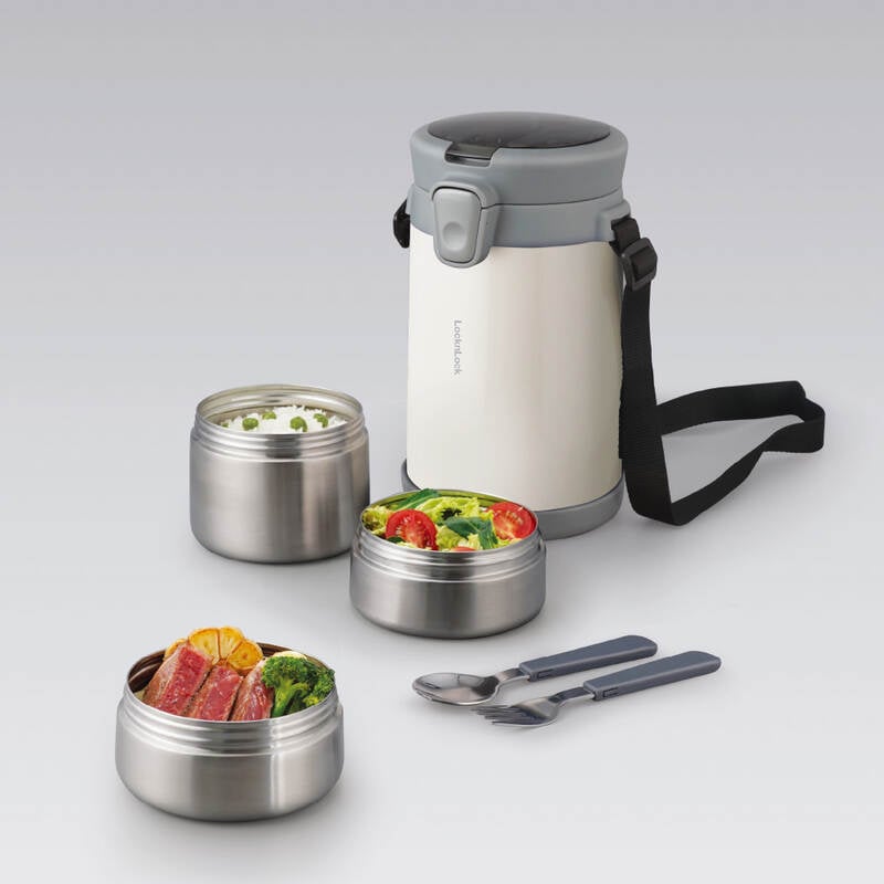 Bộ Hộp Cơm Giữ Nhiệt LocknLock Easy Carry 2.0L, 720Ml*1, 420Ml*2, Bộ Muỗng Và Nĩa*1, Túi Đựng*1 - 2 Màu (Xanh, Trắng) - LHC8039 image number null